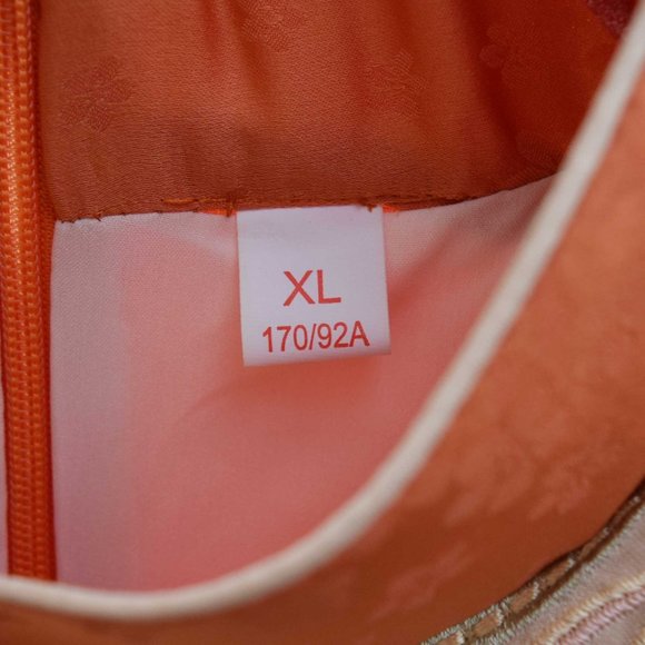 【SOLD】Orange Flower Qipao Dress - Chinese Traditional Cheongsam - Picture 3 of 6